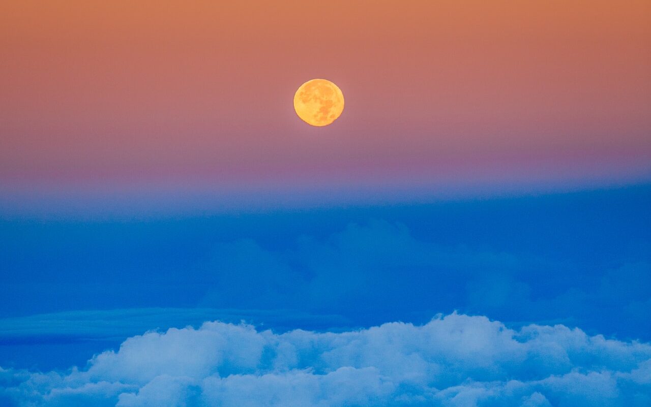 full moon and white clouds