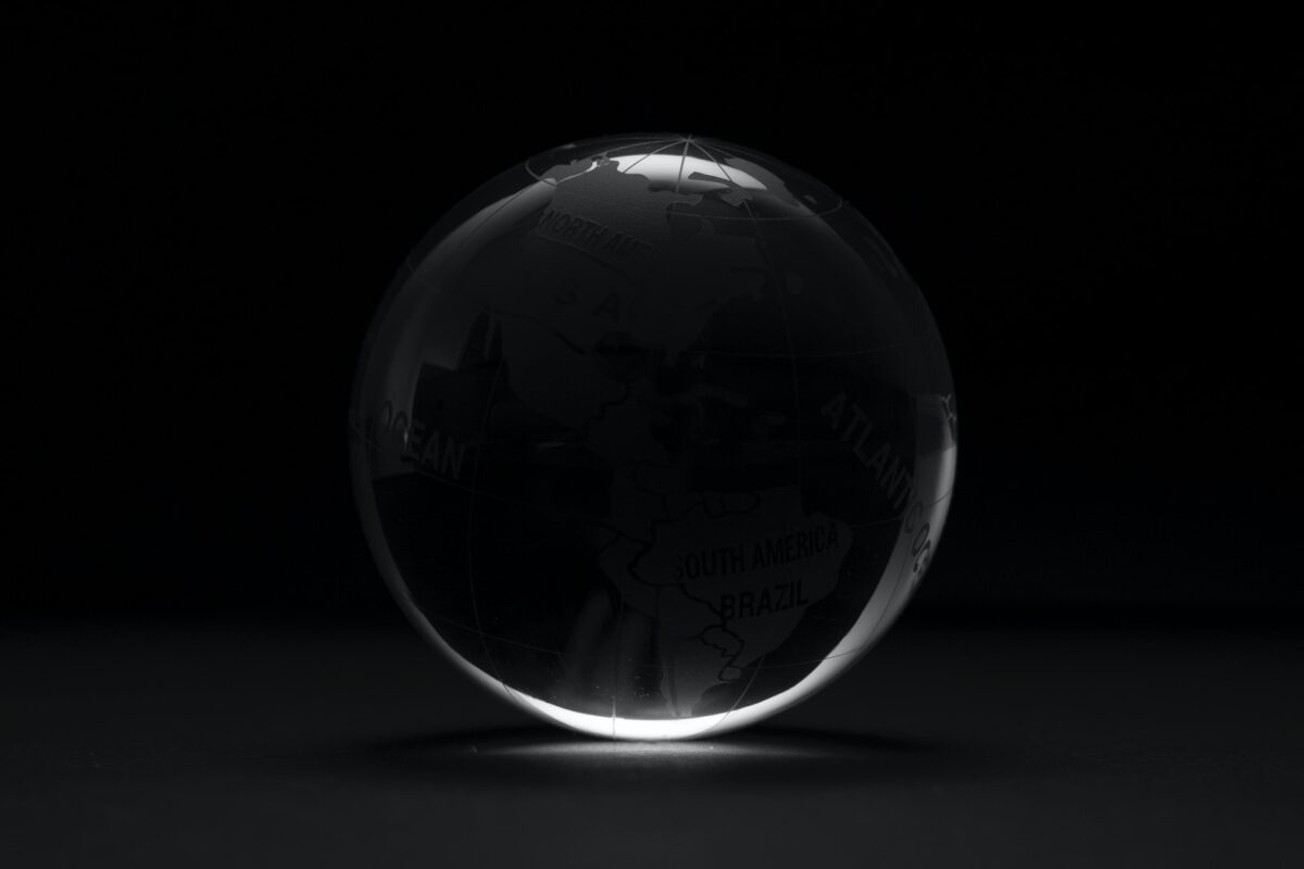 round clear ball with black background