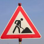 sign, marking, construction site, construction site sign, a notice